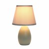Creekwood Home Traditional Petite Ceramic Oblong Bedside Table Lamp, Matching Tapered Drum Fabric Shade, Gray CWT-2005-GY
